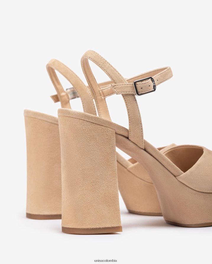 co Unisa mujer sandalia tacón alto y plataforma beige F0X80H363