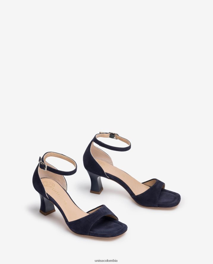 co Unisa mujer Sandalia de ante con tacón medio azul F0X80H195