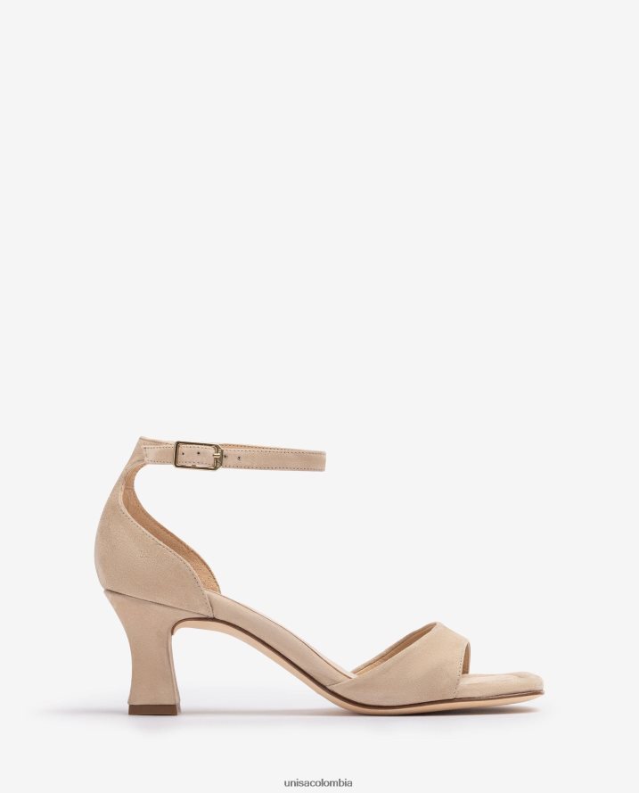 co Unisa mujer Sandalia de ante con tacón medio beige F0X80H196