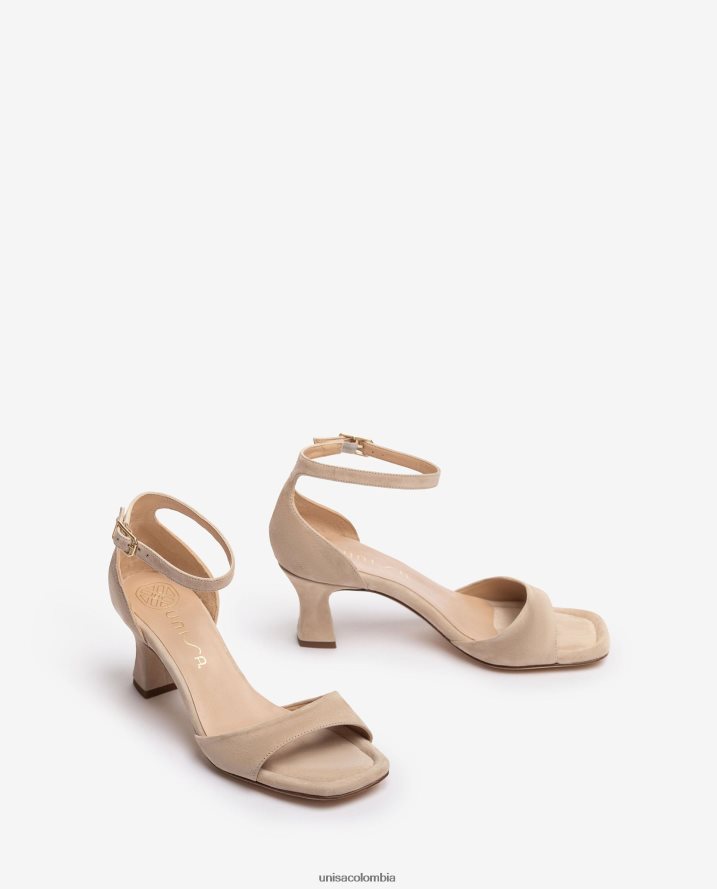 co Unisa mujer Sandalia de ante con tacón medio beige F0X80H196