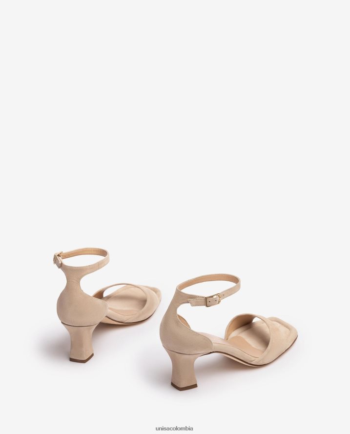 co Unisa mujer Sandalia de ante con tacón medio beige F0X80H196