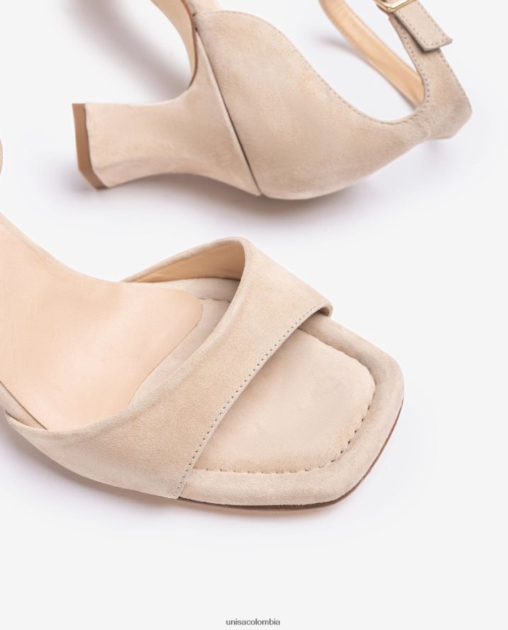 co Unisa mujer Sandalia de ante con tacón medio beige F0X80H196