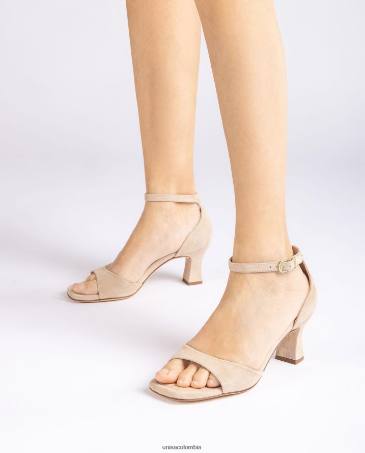 co Unisa mujer Sandalia de ante con tacón medio beige F0X80H196