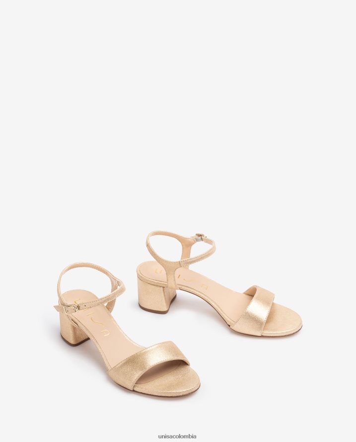 co Unisa mujer Sandalias de ante efecto metalizado con tacón ancho moda F0X80H372
