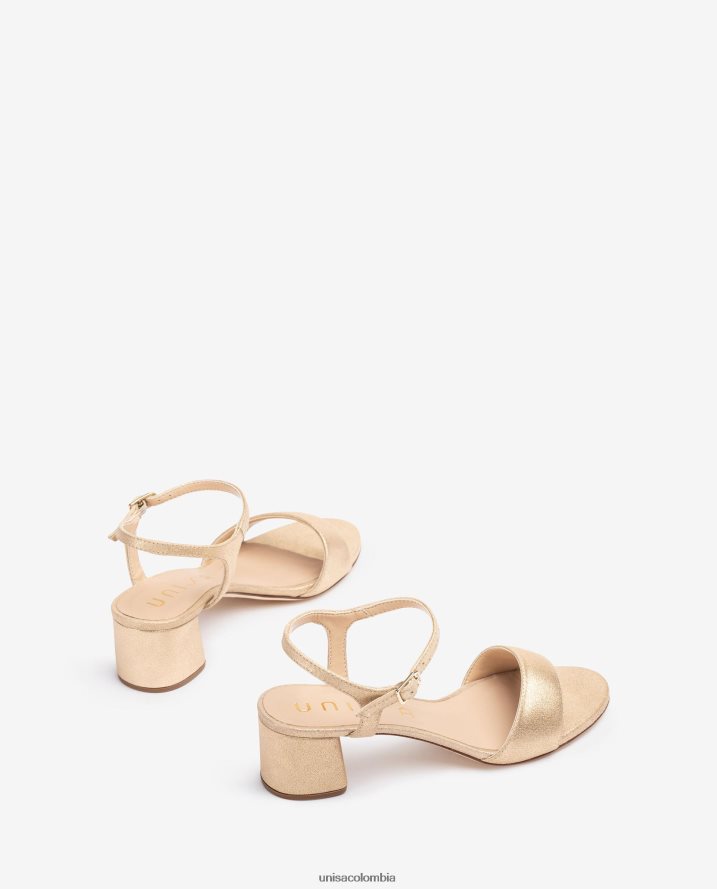 co Unisa mujer Sandalias de ante efecto metalizado con tacón ancho moda F0X80H372