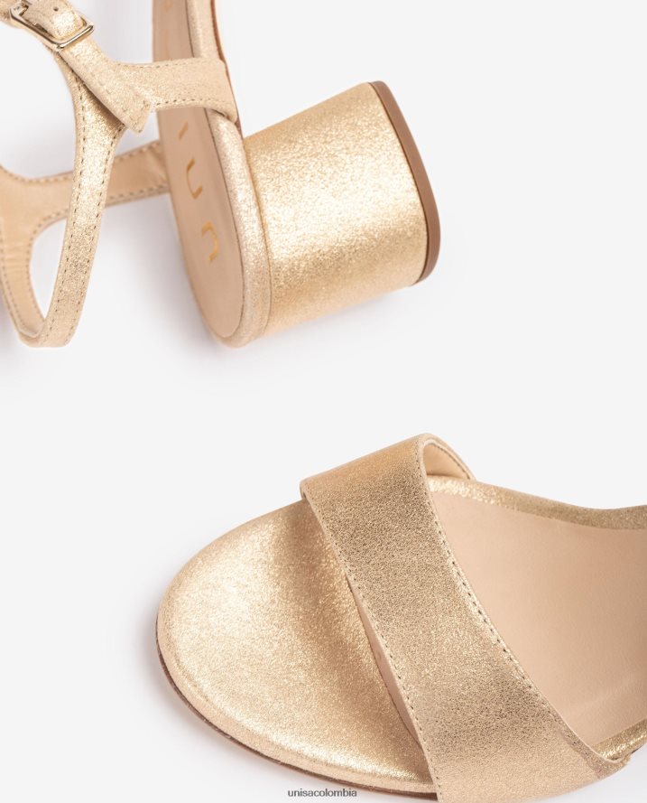 co Unisa mujer Sandalias de ante efecto metalizado con tacón ancho moda F0X80H372
