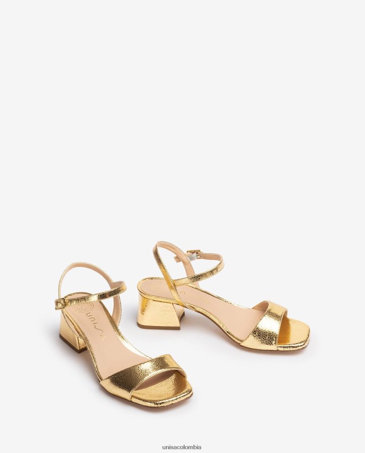co Unisa mujer sandalia con tacón ancho oro F0X80H150