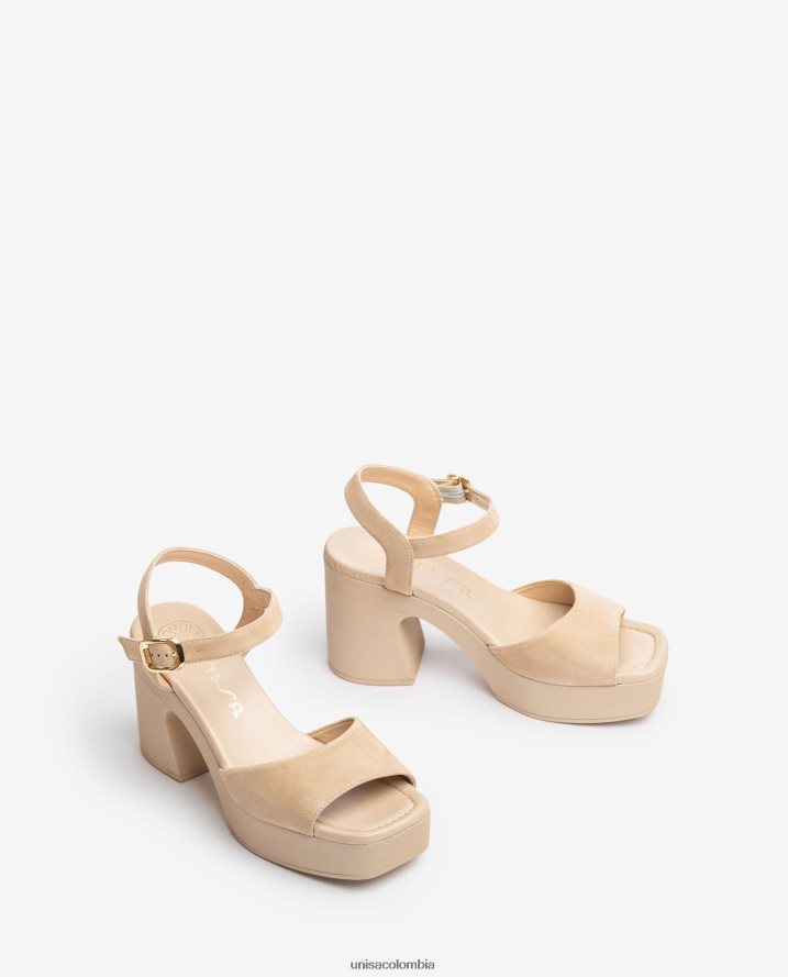 co Unisa mujer sandalia con tacón bloque a juego beige F0X80H86