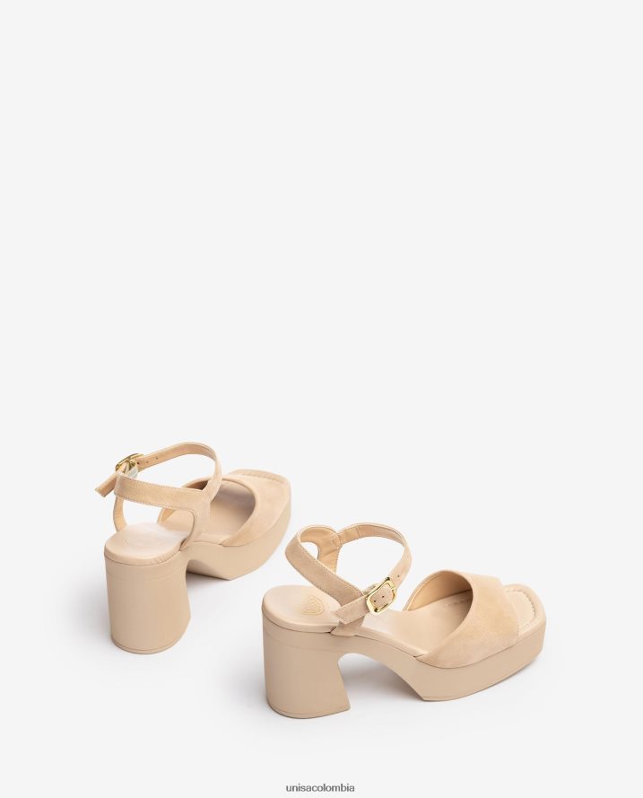 co Unisa mujer sandalia con tacón bloque a juego beige F0X80H86