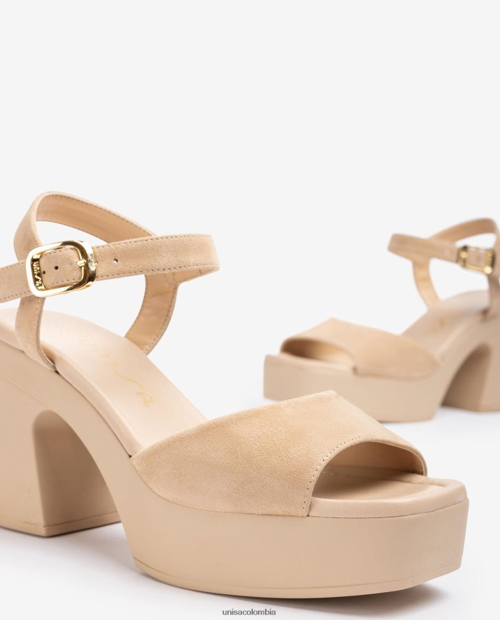 co Unisa mujer sandalia con tacón bloque a juego beige F0X80H86