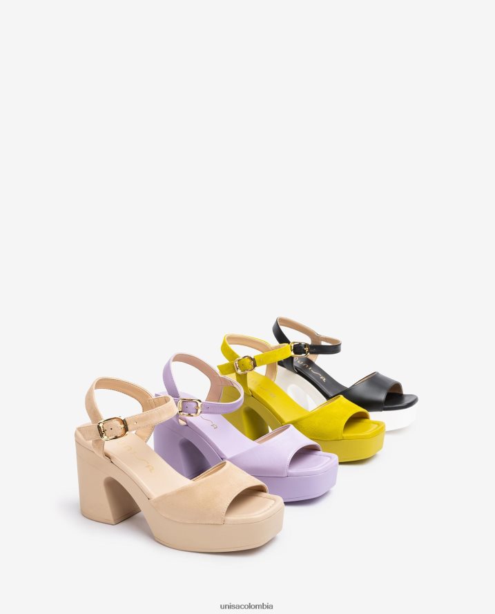 co Unisa mujer sandalia con tacón bloque a juego beige F0X80H86