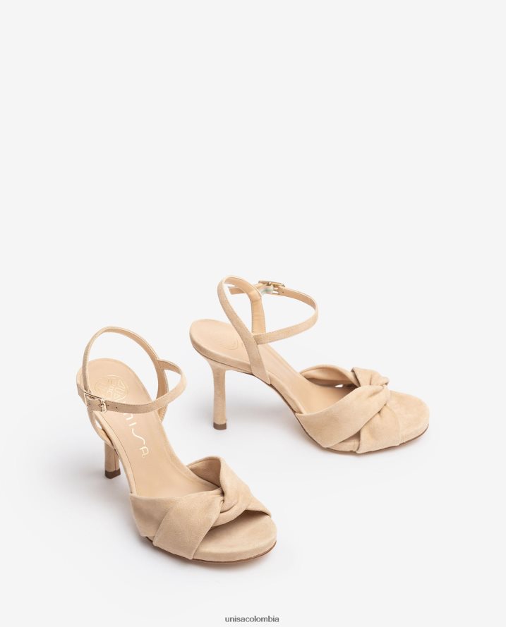 co Unisa mujer sandalia con tacón cruzado y tacón alto beige F0X80H290