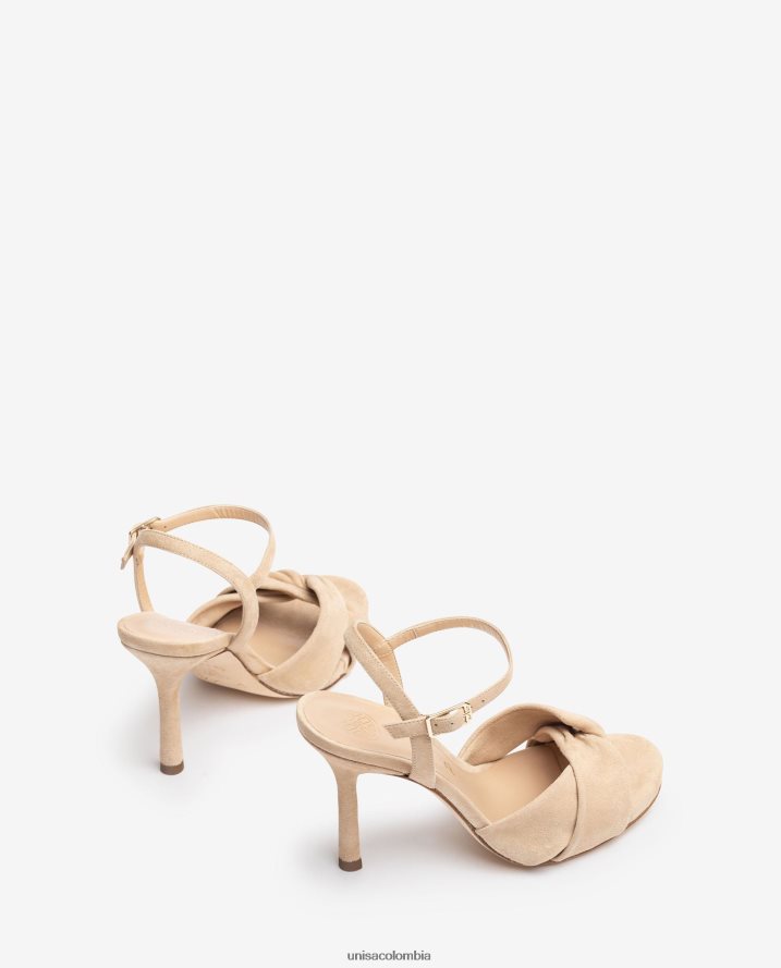 co Unisa mujer sandalia con tacón cruzado y tacón alto beige F0X80H290