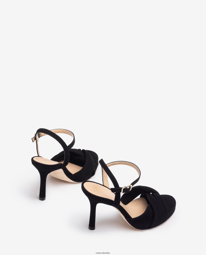co Unisa mujer sandalia con tacón cruzado y tacón alto negro F0X80H289