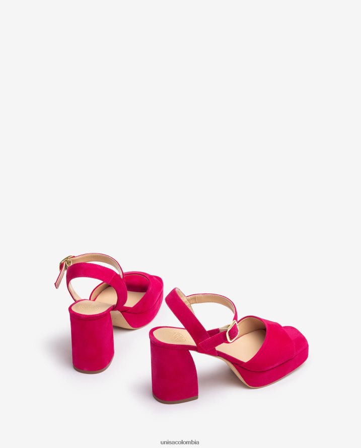 co Unisa mujer sandalia de ante con tacón ancho rosa F0X80H83