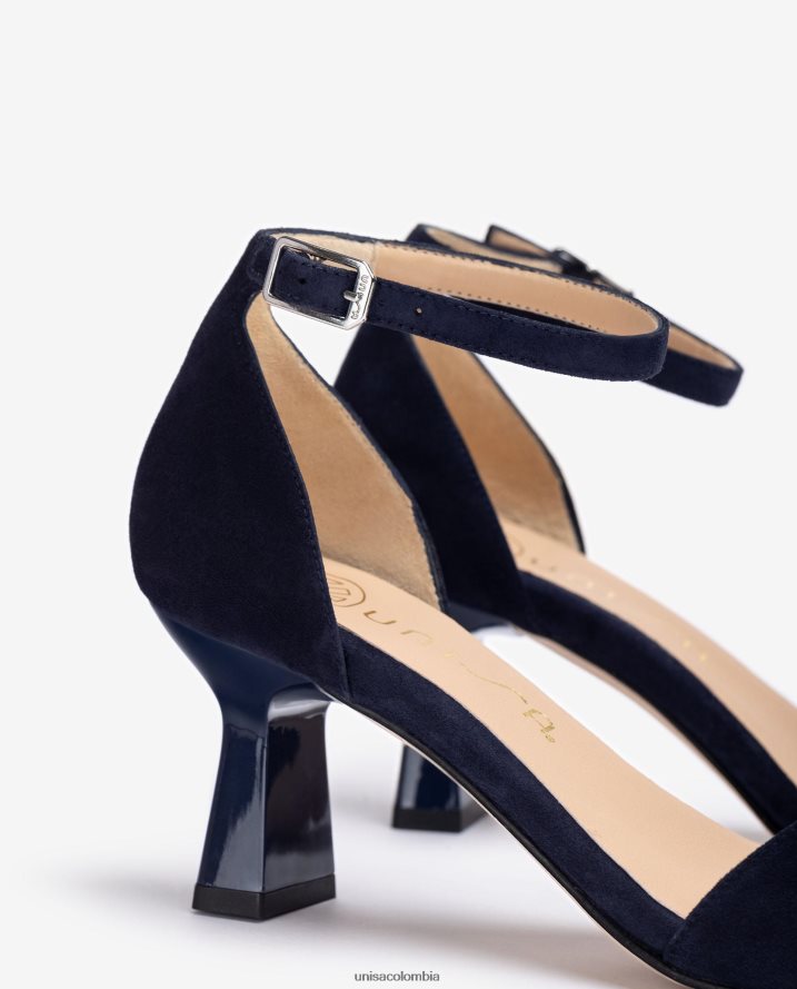 co Unisa mujer sandalia de ante con tacón geométrico azul F0X80H364