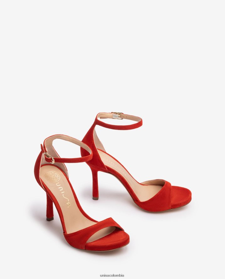 co Unisa mujer sandalia de ante con tacon alto rojo F0X80H22
