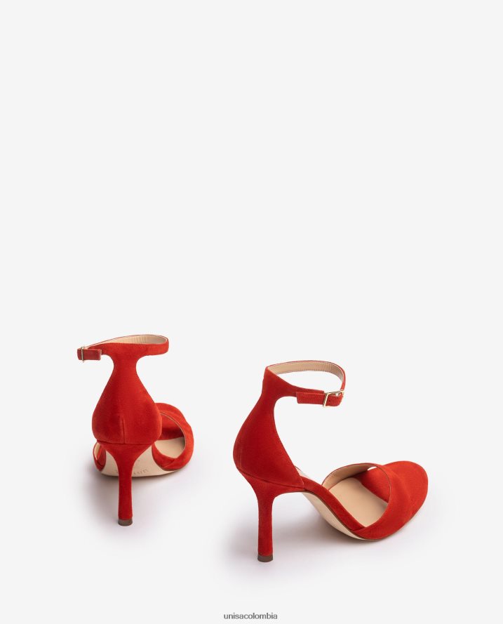 co Unisa mujer sandalia de ante con tacon alto rojo F0X80H22