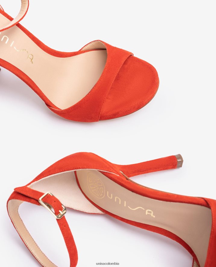co Unisa mujer sandalia de ante con tacon alto rojo F0X80H22