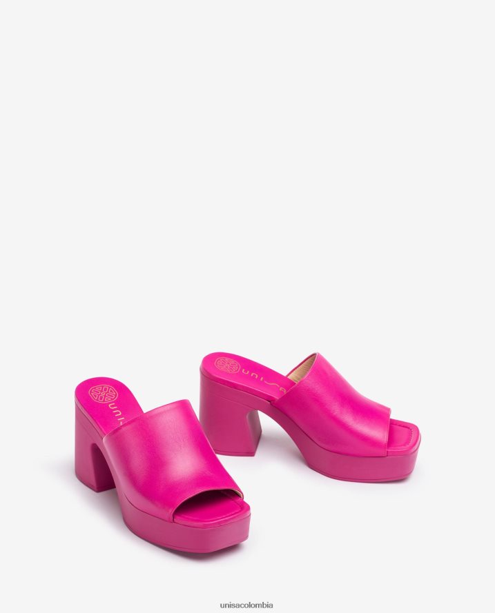 co Unisa mujer sandalia de pala ancha con tacón bloque rosa F0X80H236