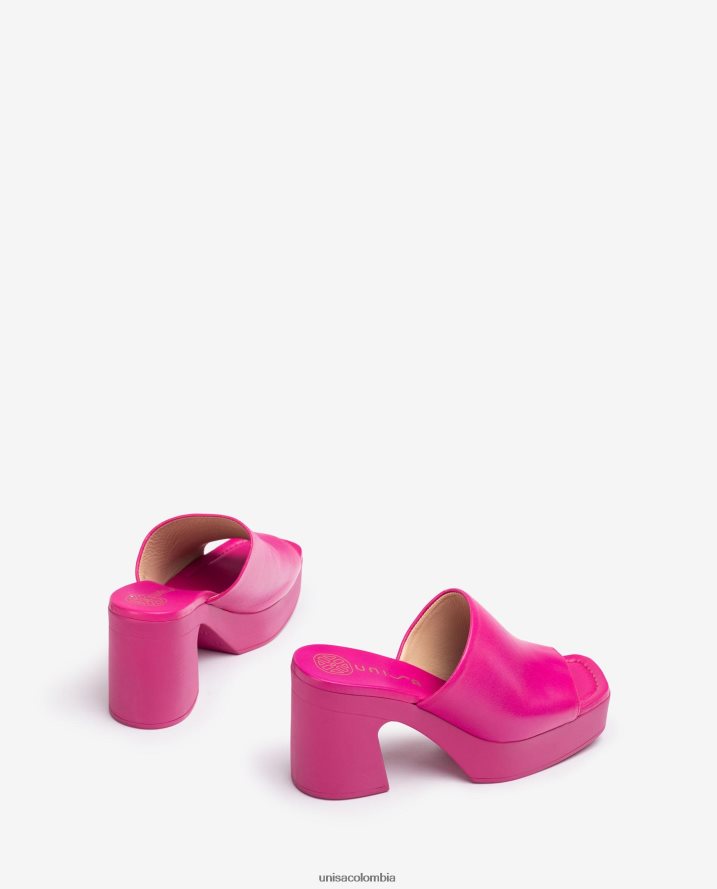 co Unisa mujer sandalia de pala ancha con tacón bloque rosa F0X80H236