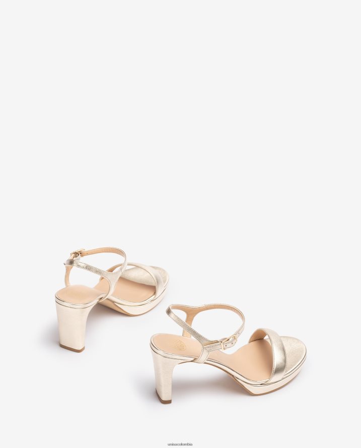 co Unisa mujer sandalia de piel con efecto metalizado moda F0X80H278