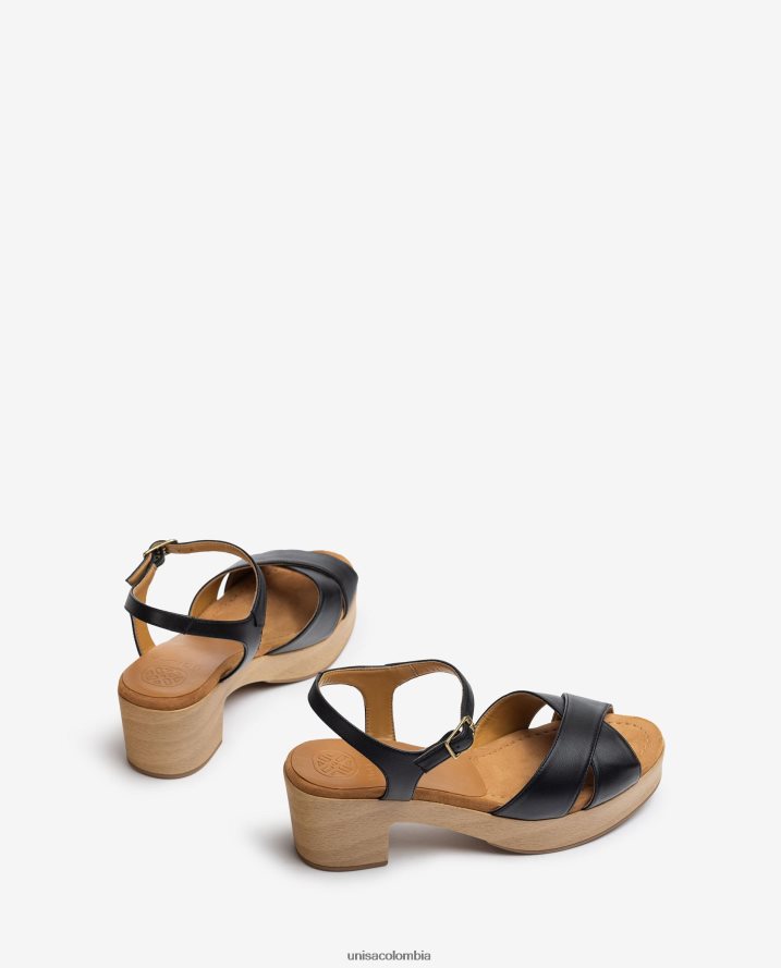 co Unisa mujer sandalia de piel con tacón medio negro F0X80H404