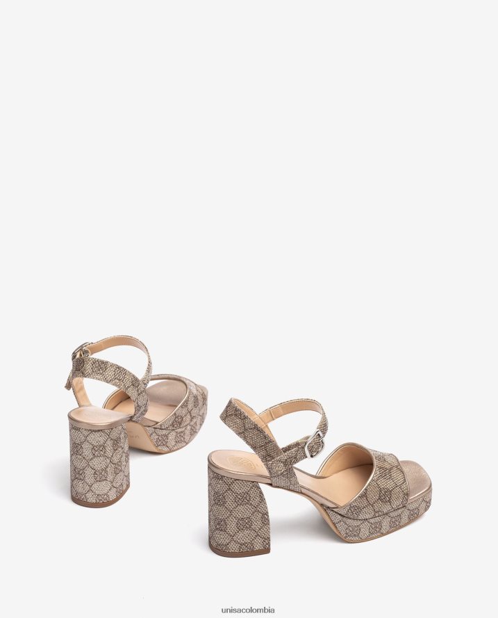co Unisa mujer sandalia de tejido brillante con tacón ancho moda F0X80H225