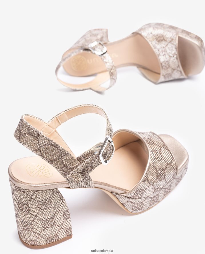 co Unisa mujer sandalia de tejido brillante con tacón ancho moda F0X80H225