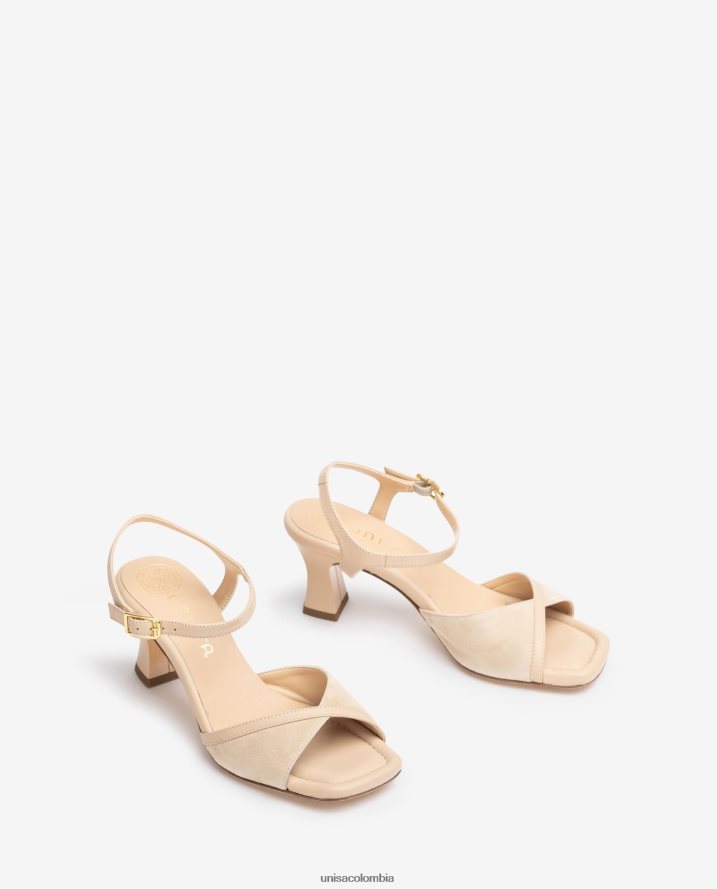 co Unisa mujer sandalia elegante con un tacón cómodo beige F0X80H186