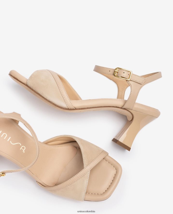 co Unisa mujer sandalia elegante con un tacón cómodo beige F0X80H186