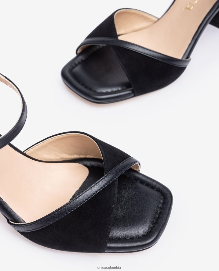co Unisa mujer sandalia elegante con un tacón cómodo negro F0X80H185