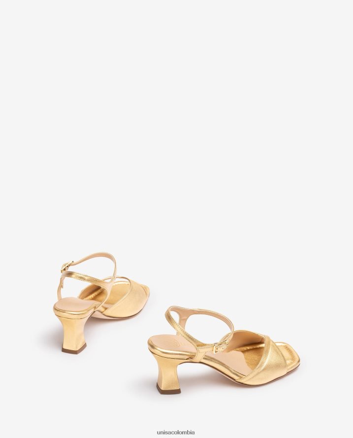 co Unisa mujer sandalia elegante con un tacón cómodo oro F0X80H183