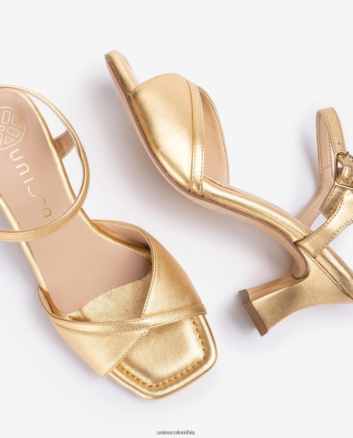 co Unisa mujer sandalia elegante con un tacón cómodo oro F0X80H183