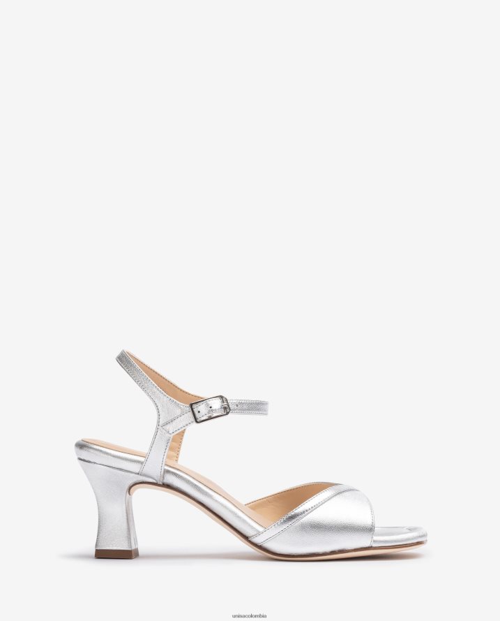 co Unisa mujer sandalia elegante con un tacón cómodo plata F0X80H184