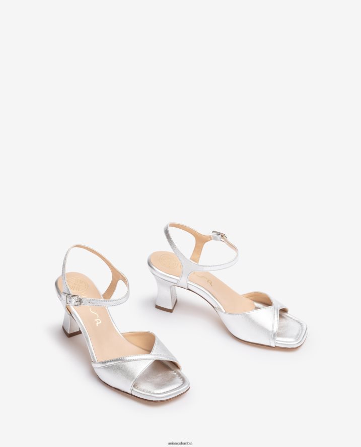 co Unisa mujer sandalia elegante con un tacón cómodo plata F0X80H184
