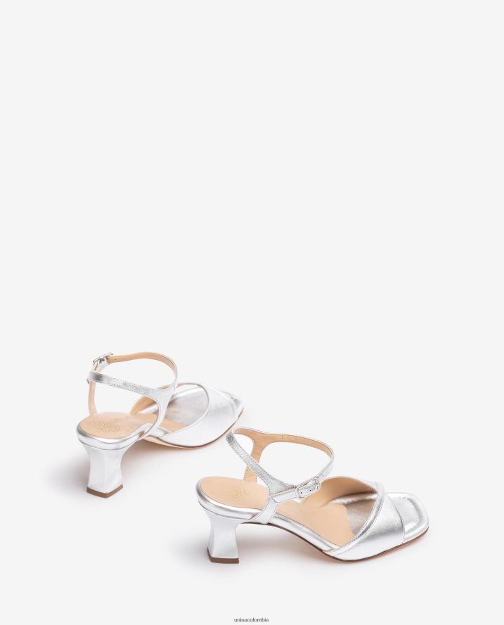 co Unisa mujer sandalia elegante con un tacón cómodo plata F0X80H184