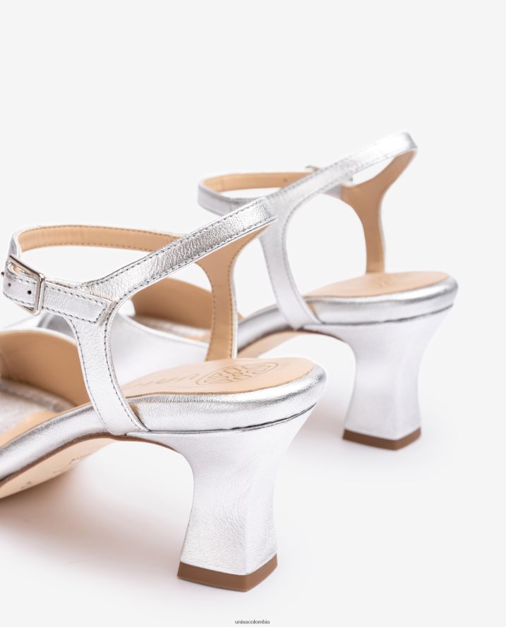 co Unisa mujer sandalia elegante con un tacón cómodo plata F0X80H184