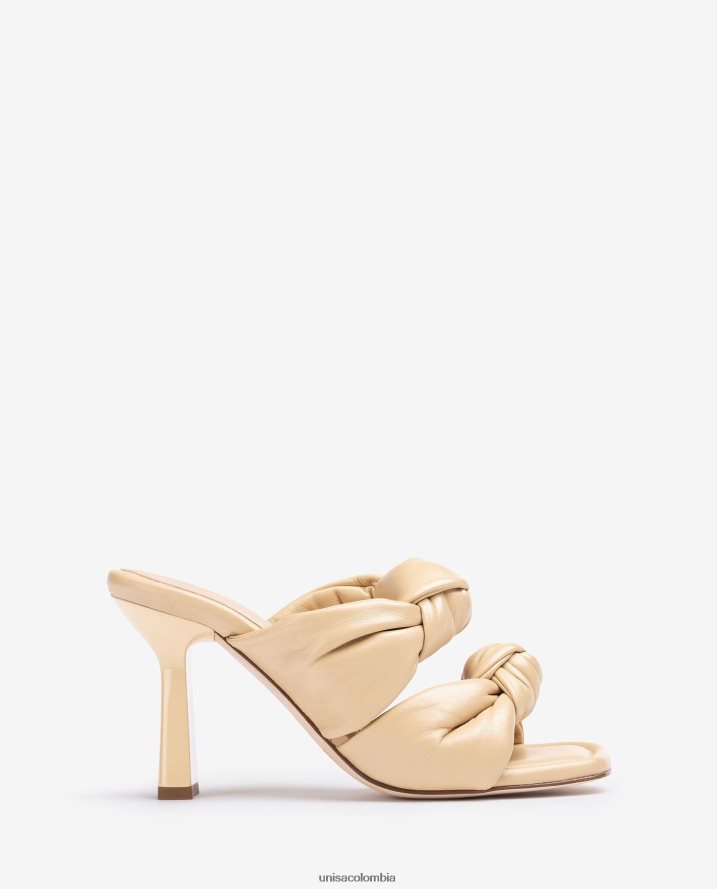 co Unisa mujer sandalias de cuero con nudos beige F0X80H302