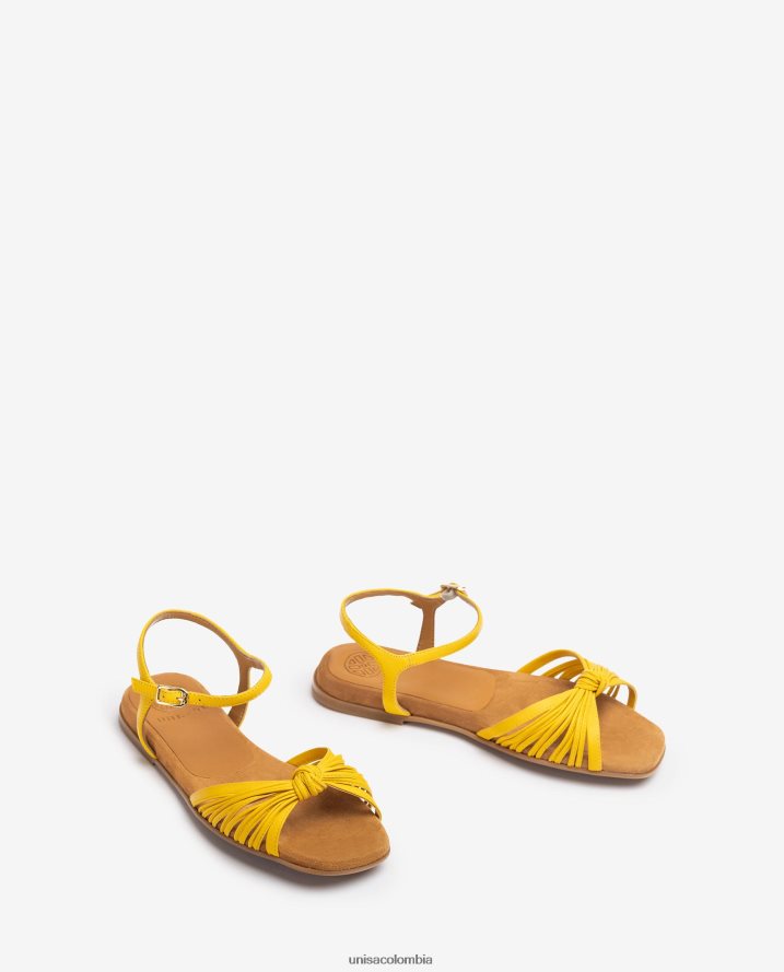 co Unisa mujer sandalia plana de piel con múltiples tiras amarillo F0X80H333