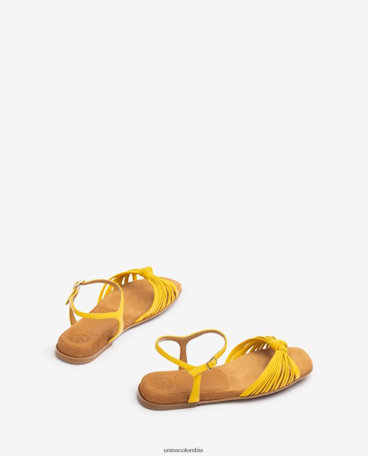 co Unisa mujer sandalia plana de piel con múltiples tiras amarillo F0X80H333