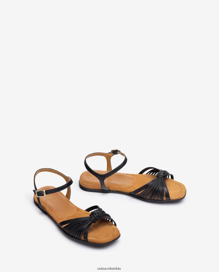 co Unisa mujer sandalia plana de piel con múltiples tiras negro F0X80H332