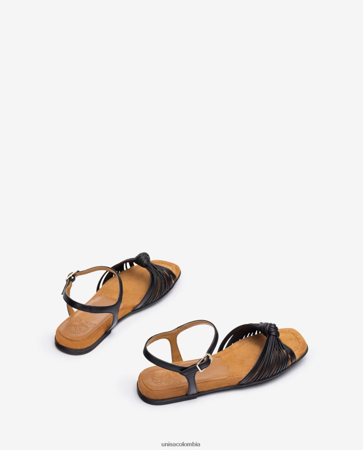 co Unisa mujer sandalia plana de piel con múltiples tiras negro F0X80H332