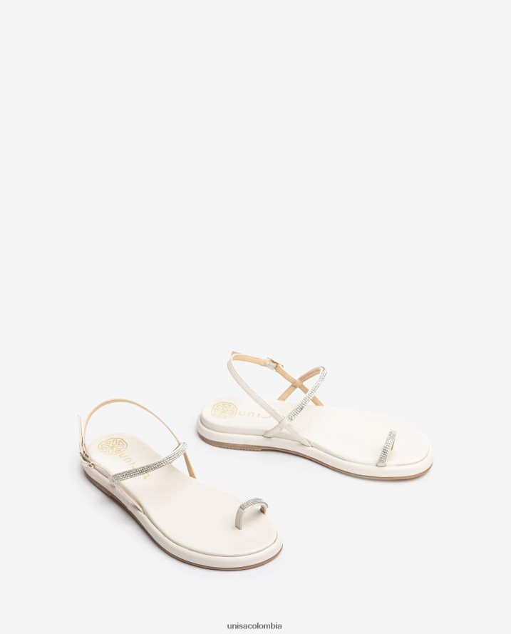 co Unisa mujer sandalia plana de piel con puntera blanco F0X80H1313