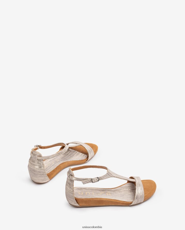 co Unisa mujer sandalias de piel efecto metalizado con tira en el empeine moda F0X80H450
