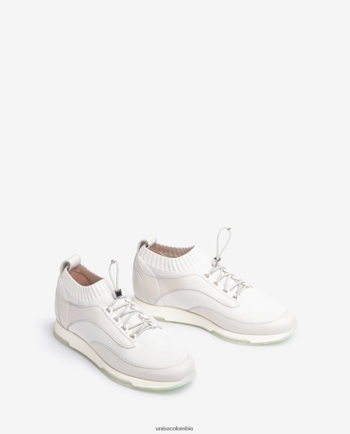 co Unisa mujer Zapatilla deportiva de piel y tejido a juego blanco F0X80H677