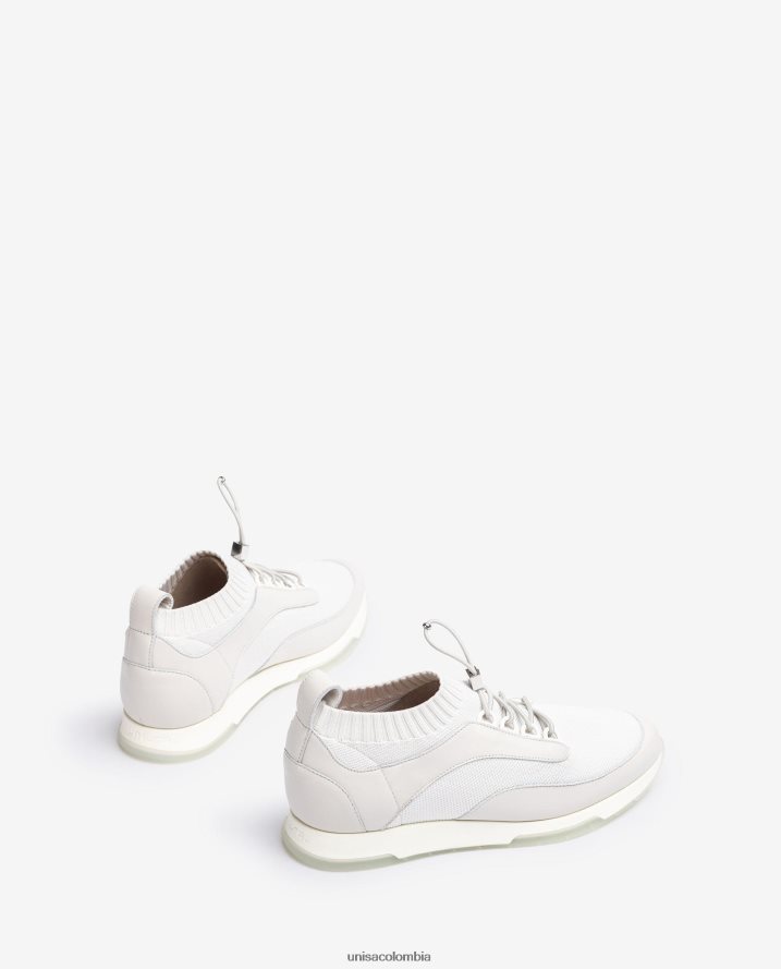 co Unisa mujer Zapatilla deportiva de piel y tejido a juego blanco F0X80H677
