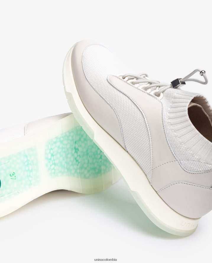 co Unisa mujer Zapatilla deportiva de piel y tejido a juego blanco F0X80H677