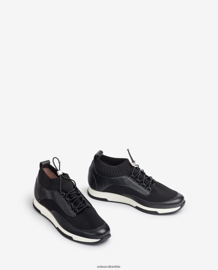 co Unisa mujer Zapatilla deportiva de piel y tejido a juego negro F0X80H675
