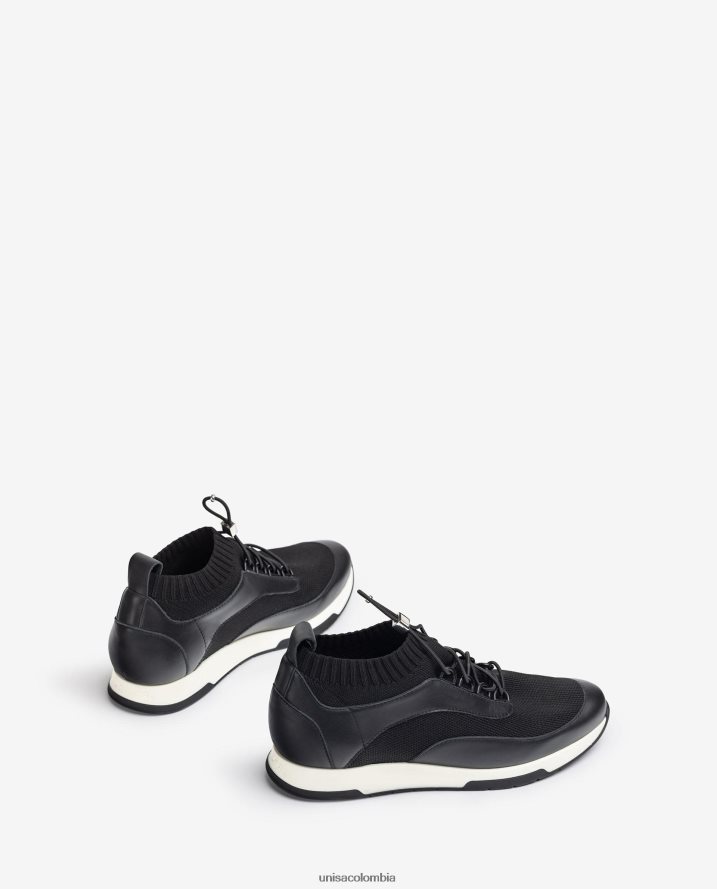 co Unisa mujer Zapatilla deportiva de piel y tejido a juego negro F0X80H675